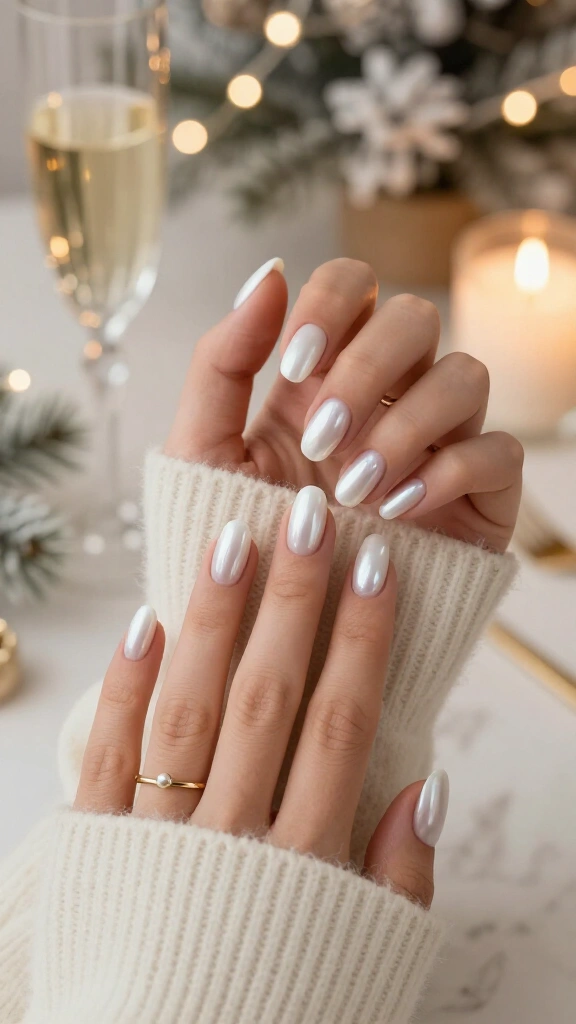 Pearly white French nails