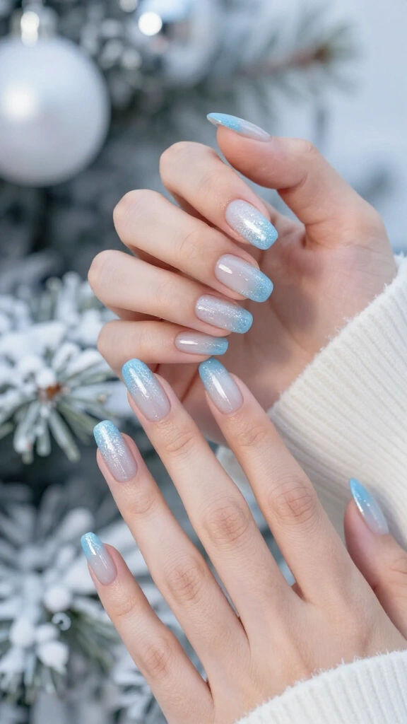Icy blue French tips