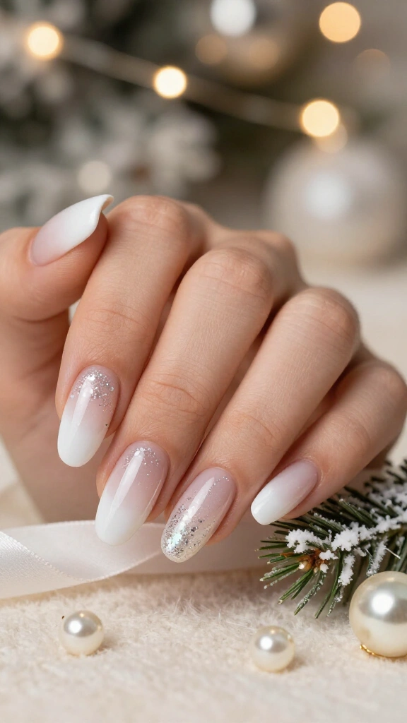 Frosted French ombre nails