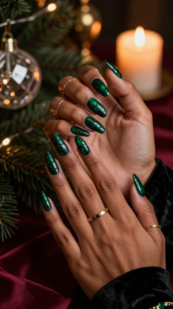 Deep Emerald Croc Print