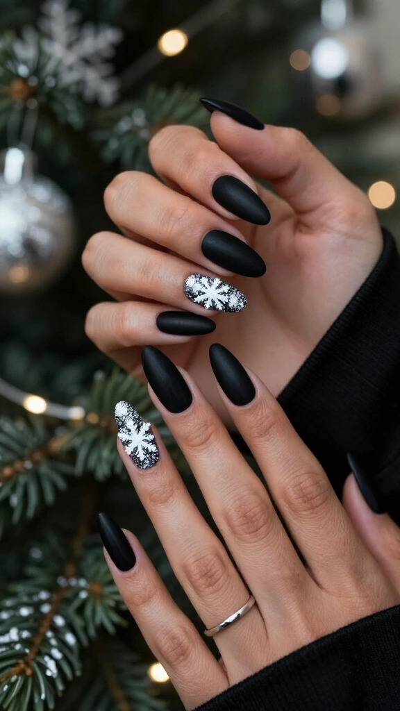 Matte Velvet Black with Sugared Snowflakes