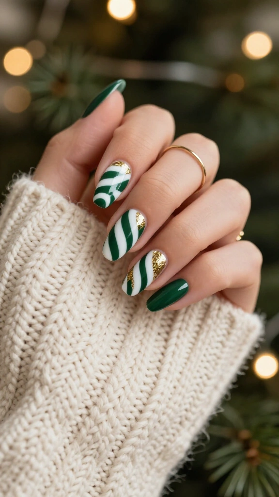 Dark green candy cane swirls