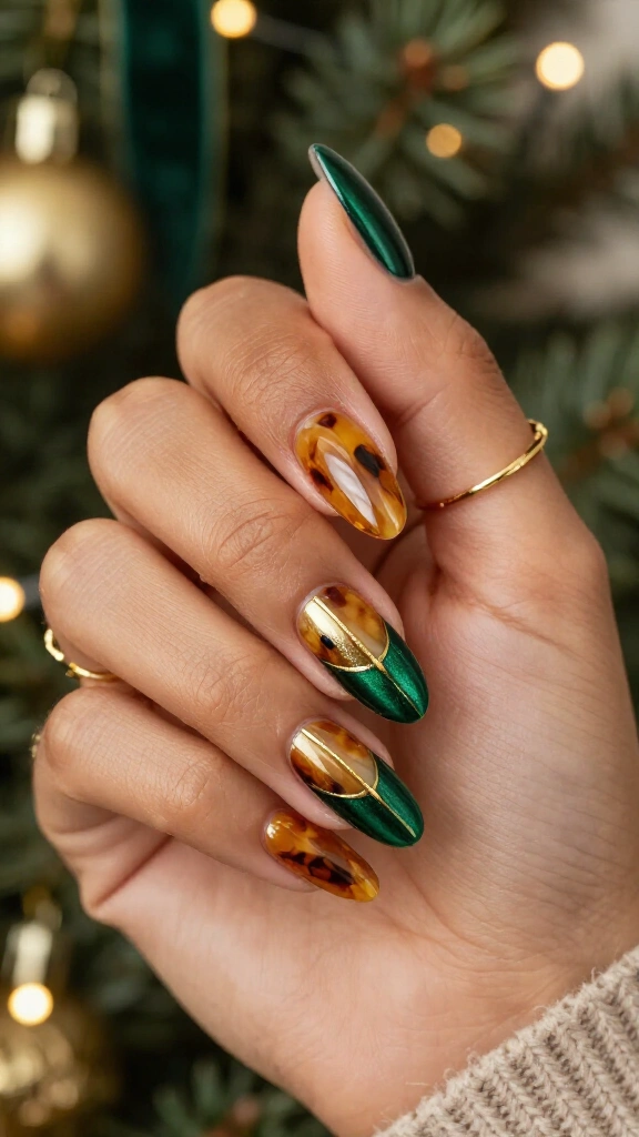 Tortoiseshell & Festive Emerald Dual Tip