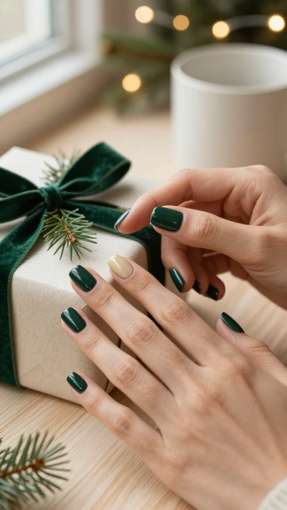 Dark green short square nails