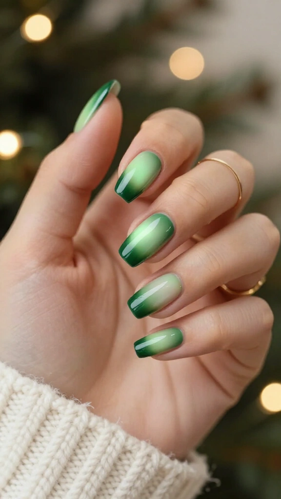 Emerald green aura nails