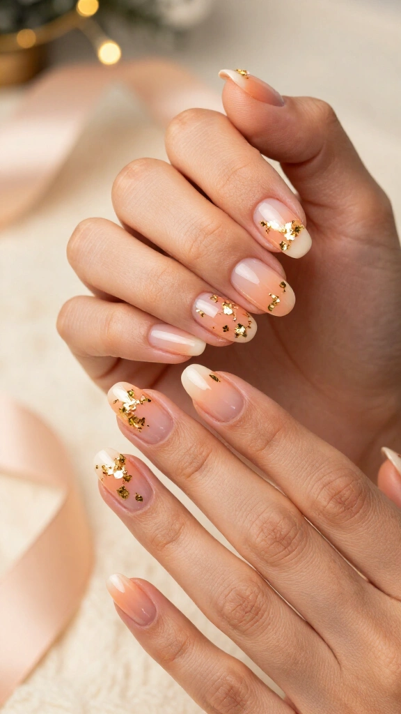 Peachy Glow with Golden Flakes