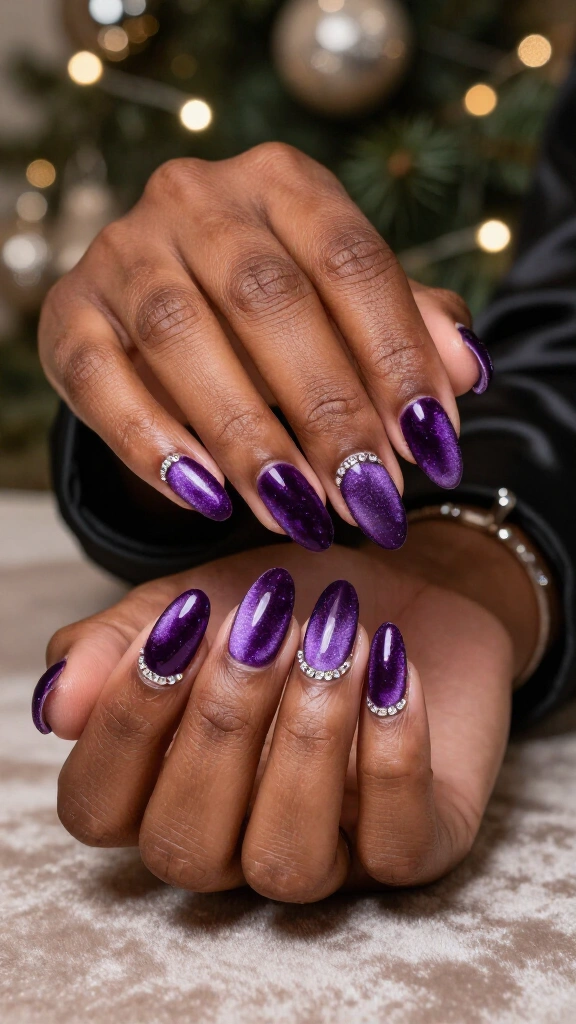 Royal Purple Velvet & Crystal Cuffs