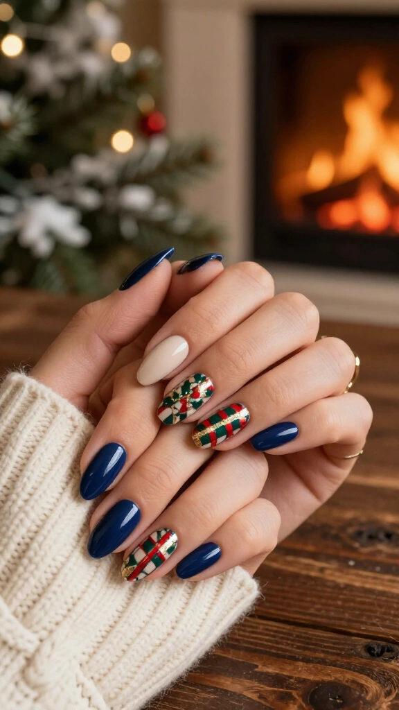 Plaid Tartan Accent Nails
