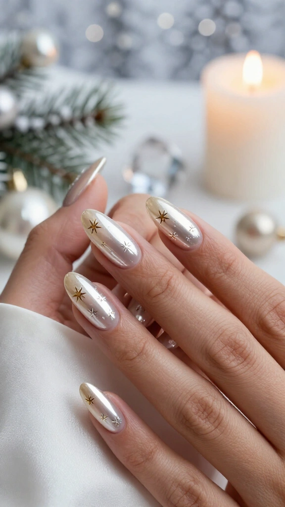 Champagne Gold Frosted Stars