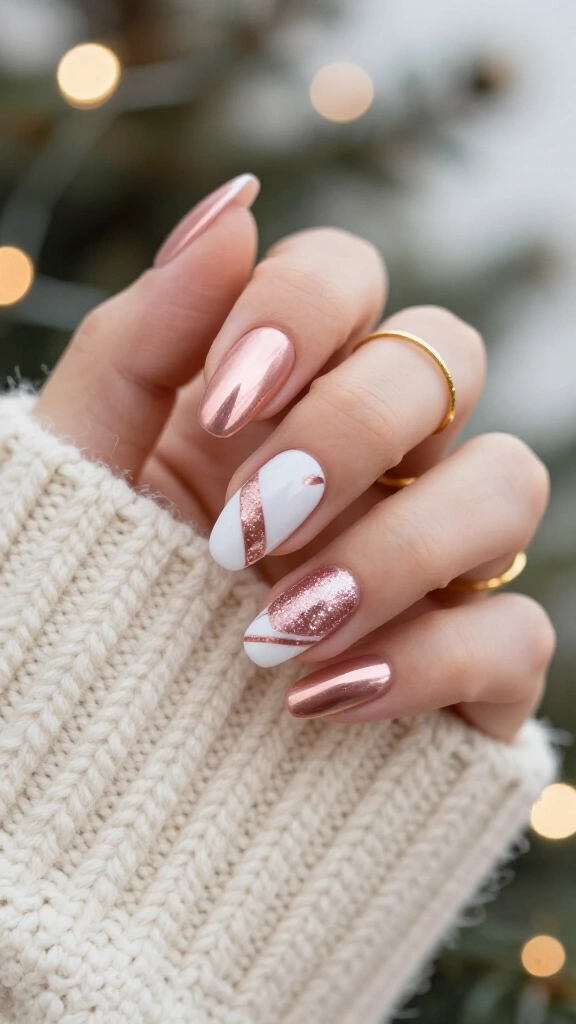 Rose Gold Peppermint Striping