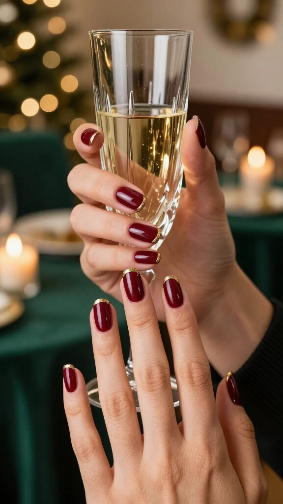 Gilded Burgundy Micro-Tips