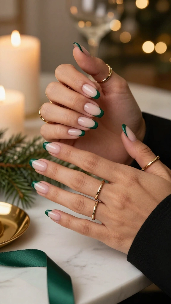 Emerald Green French Tips