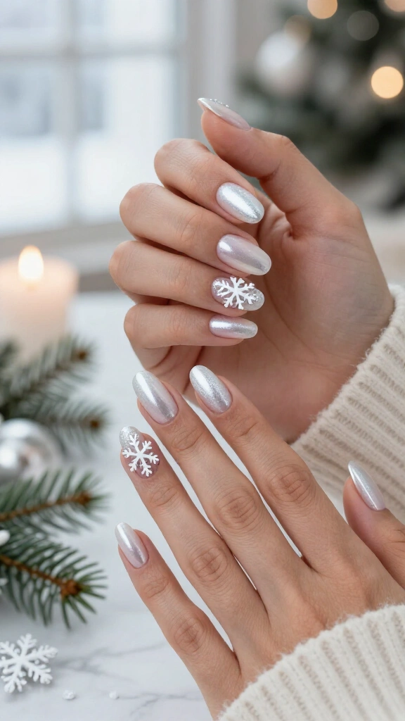 Glazed Donut Snowflake Nails