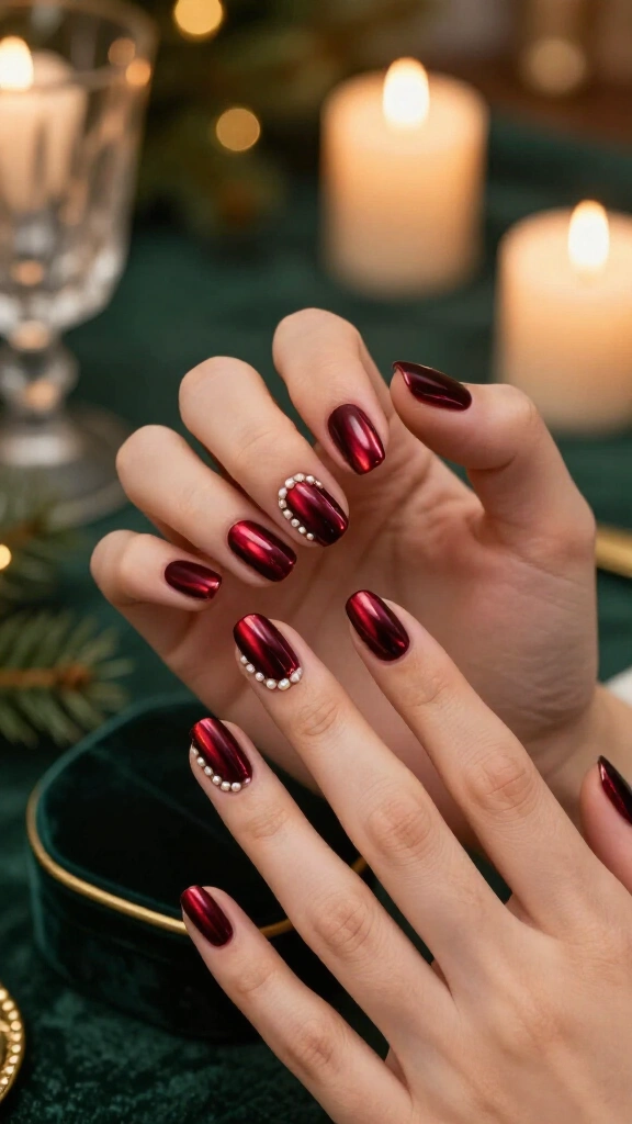 Burgundy Chrome with Pearls