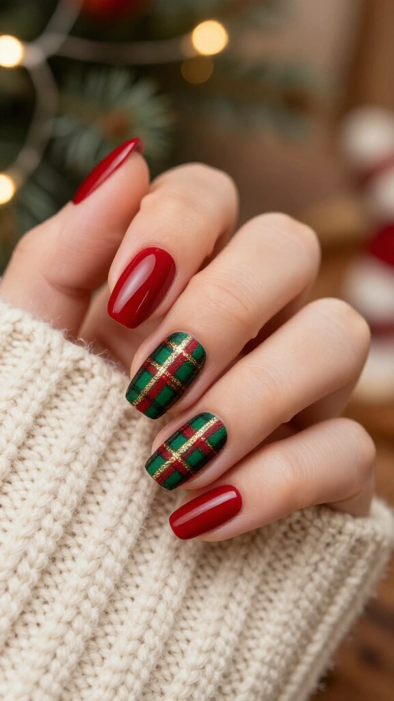 Plaid Flannel Accent Nails