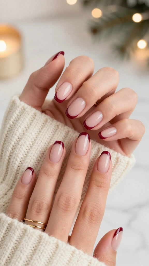 Burgundy Micro French Tips