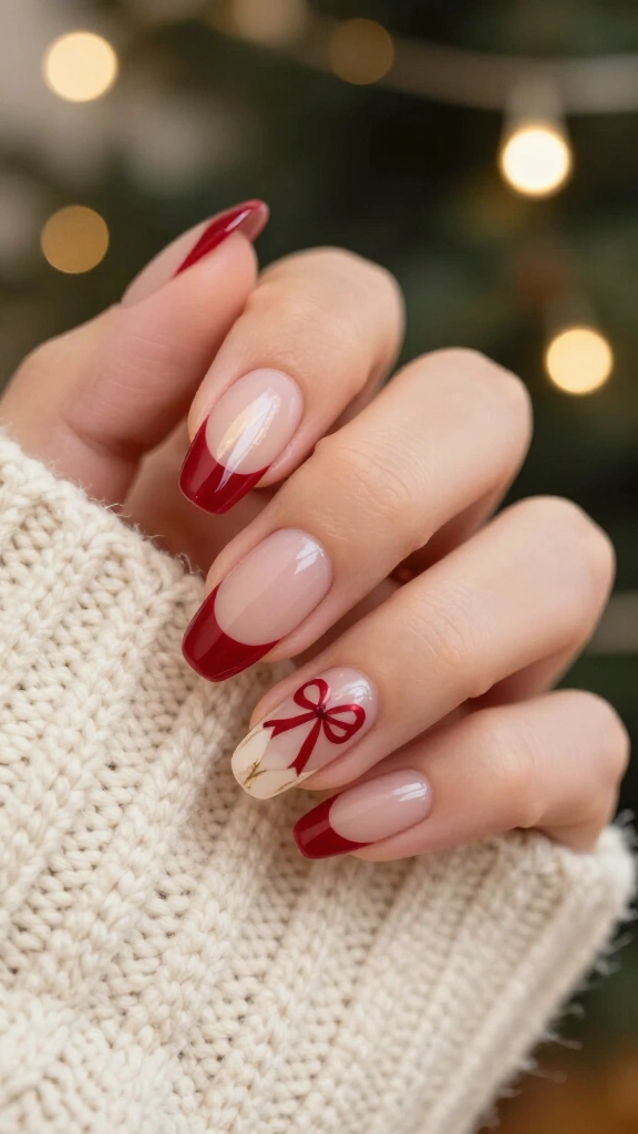 Abstract Red Ribbon Bow French