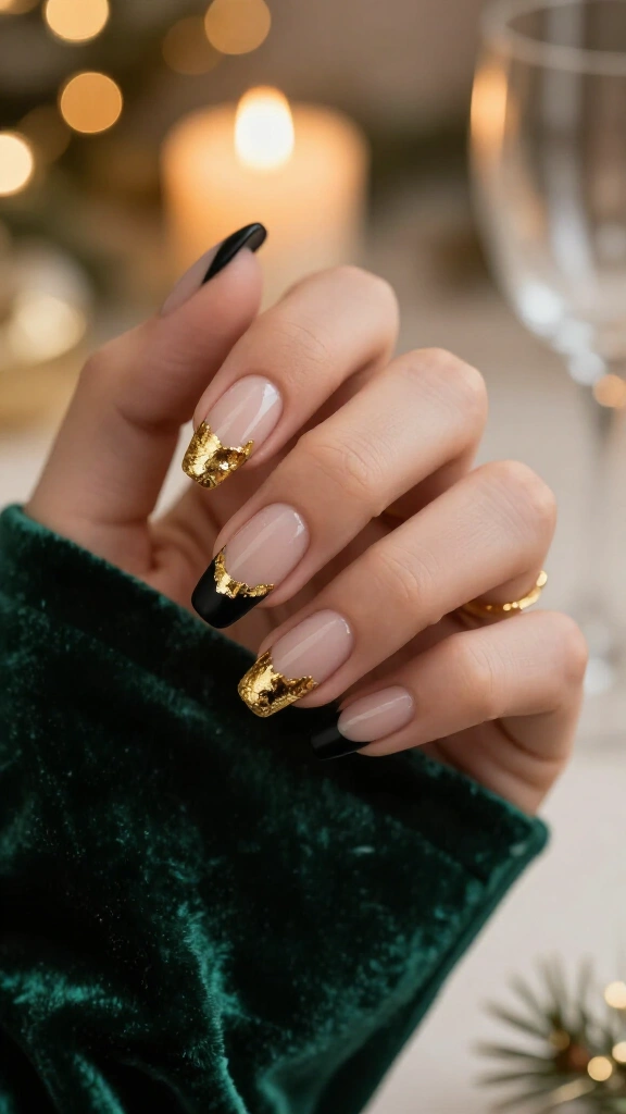 Matte Black and Gold Leaf French