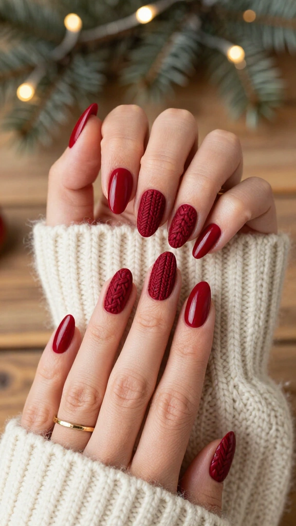 Crimson Cable Knit Texture