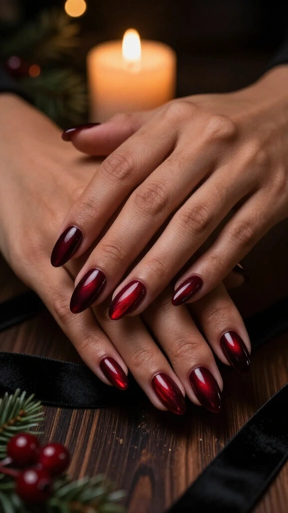Dark red aura nails
