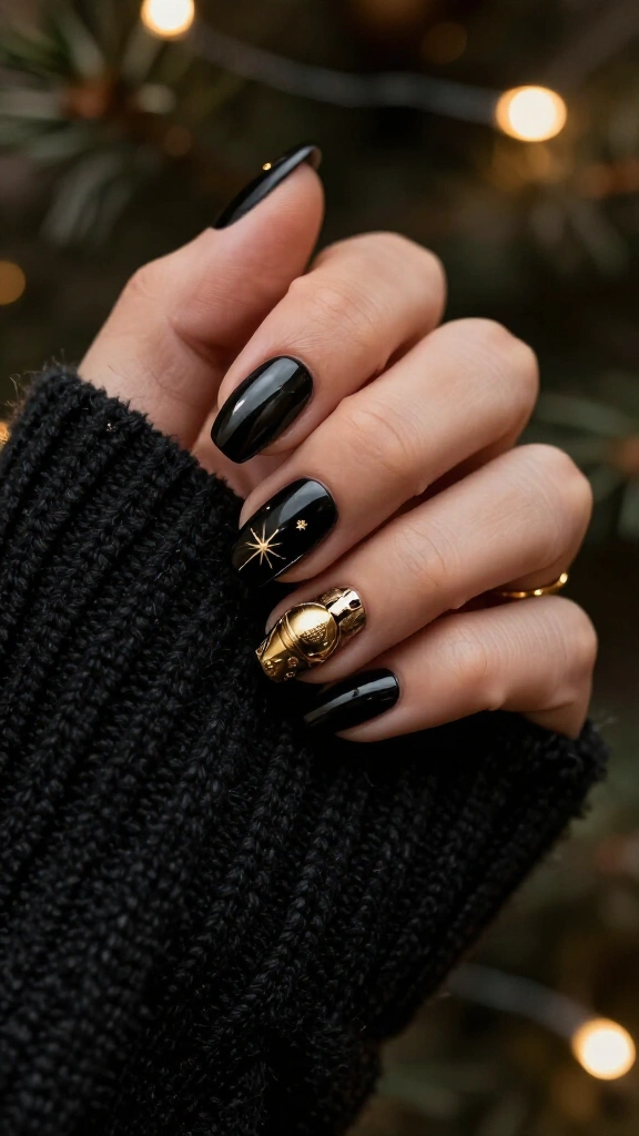 Black and gold ornament nails