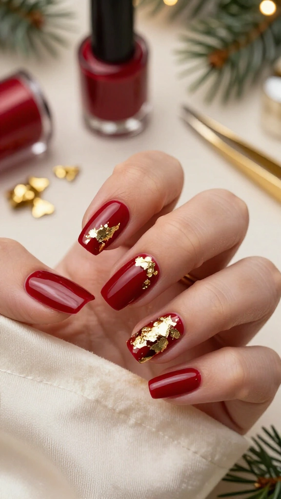 Classic Crimson with Gold Foil Flakes