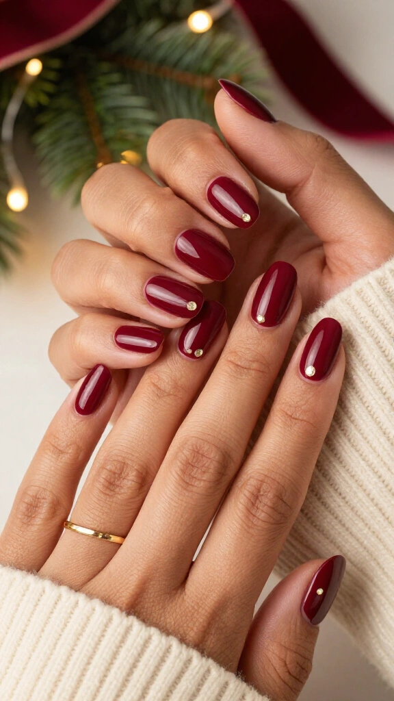 Maroon with Champagne Dot Accents