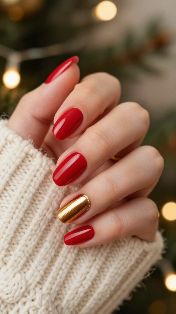 Minimalist Candy Apple with Gold Cuticle Cuffs