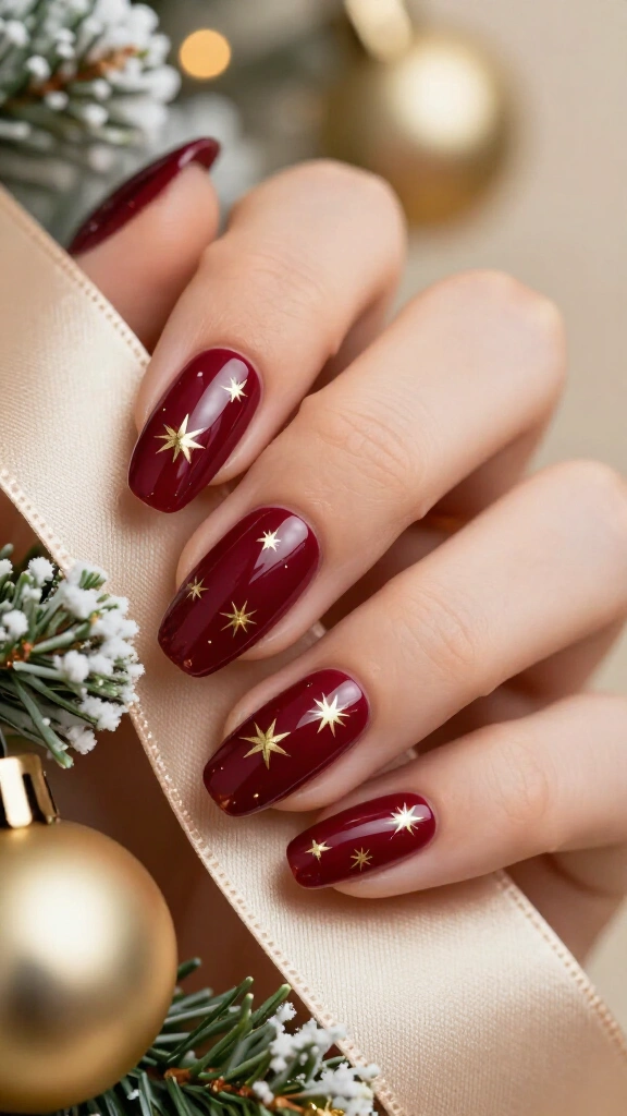 Glossy Wine Red with Starburst Gold Stickers