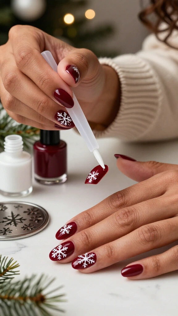 Crisp White Snowflake Stamping