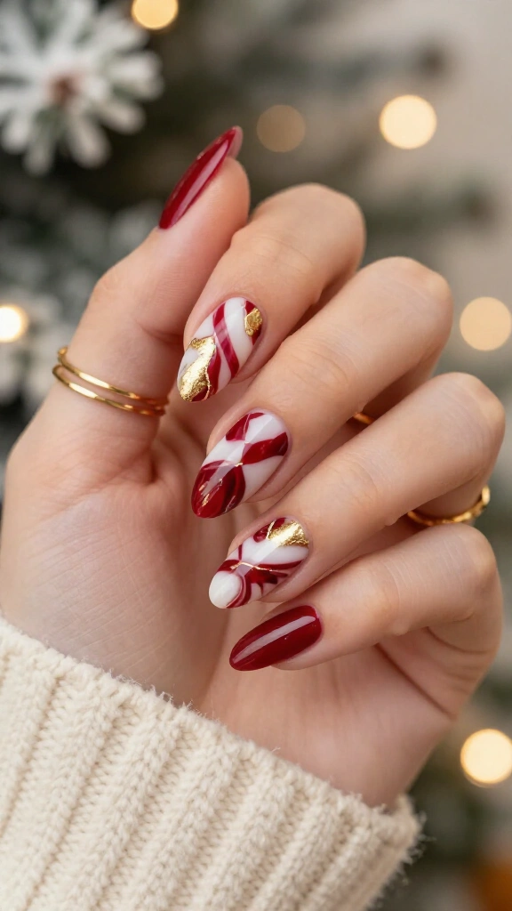 Marbled Cherry Swirls with Liquid Gold Veins