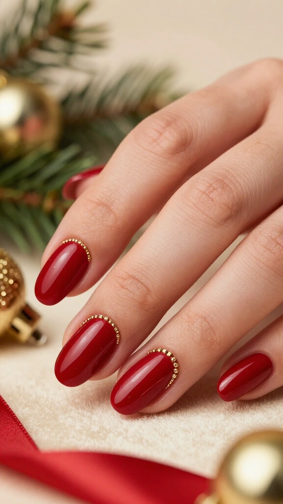 Cherry Red with Delicate Gold Chain Accents