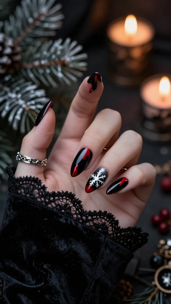 Crimson drip Christmas nails