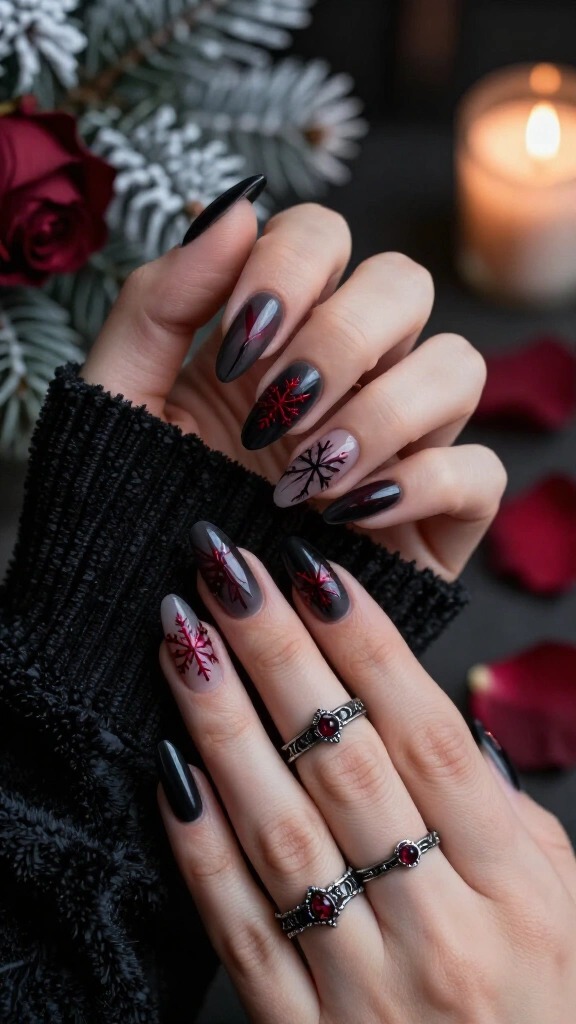 Deep Crimson Blood Snowflakes