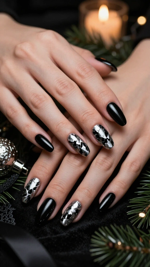 Black Metallic Foil Ornaments