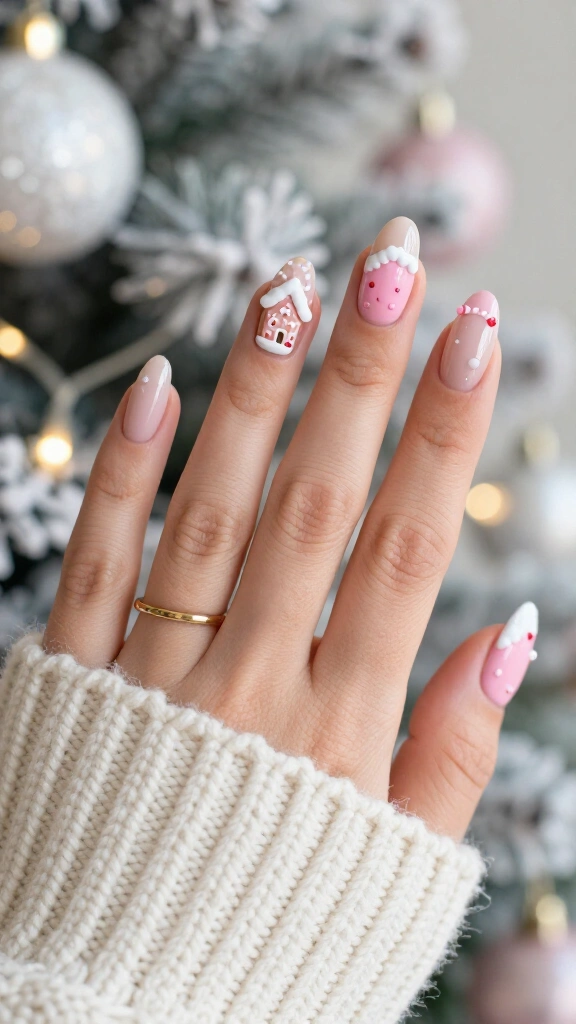 Pink gingerbread house nails