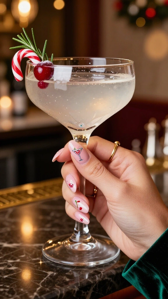Christmas cocktail nails