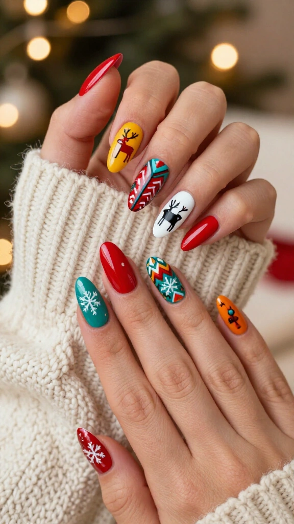 Ugly sweater pattern nails