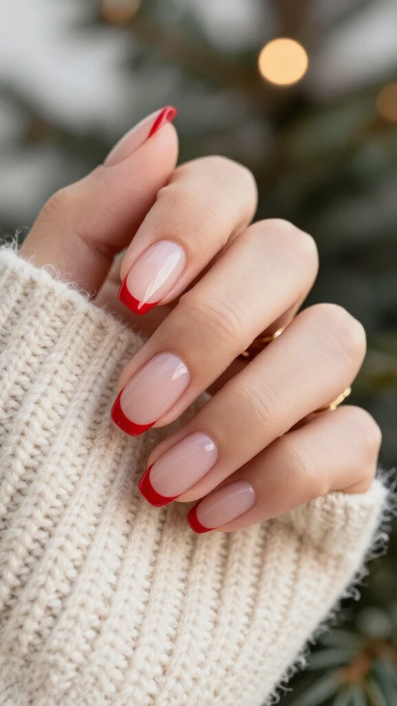 Bare Nail with Crimson French Cuff