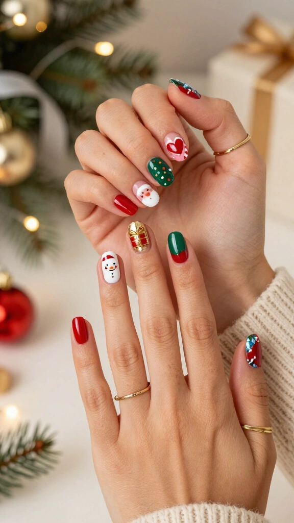 Christmas emoji nails
