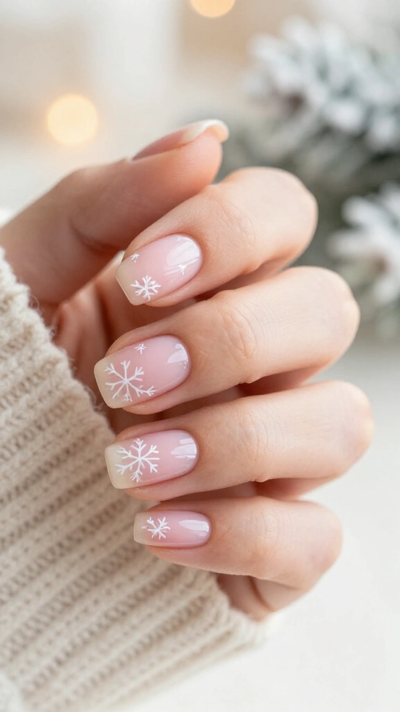 Clean Nude with Delicate White Snowflakes