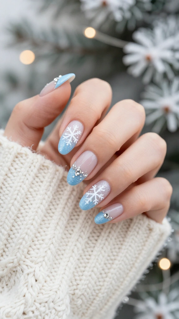 Icy blue snowflake tips
