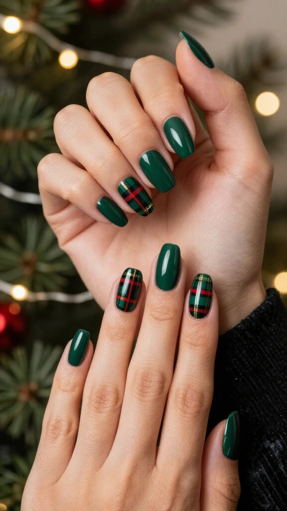 Dark green tartan plaid