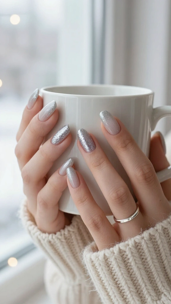 Icy Silver Glitter Fade