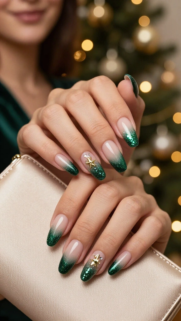 Emerald glitter ombre
