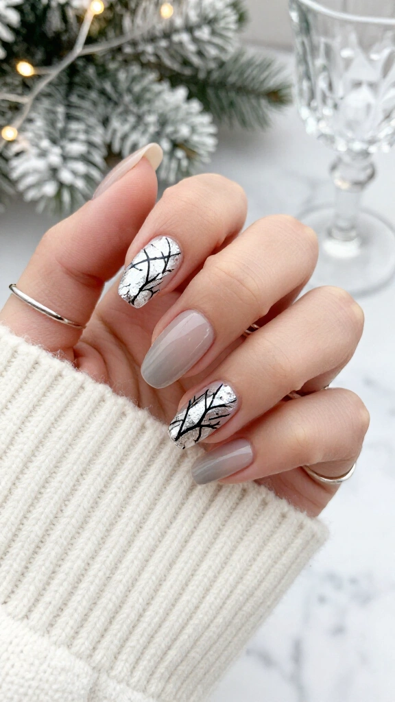 Silver foil winter branches