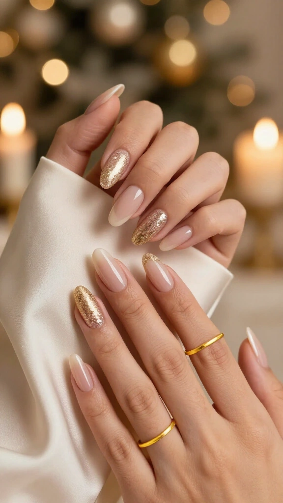 Champagne glitter French tips