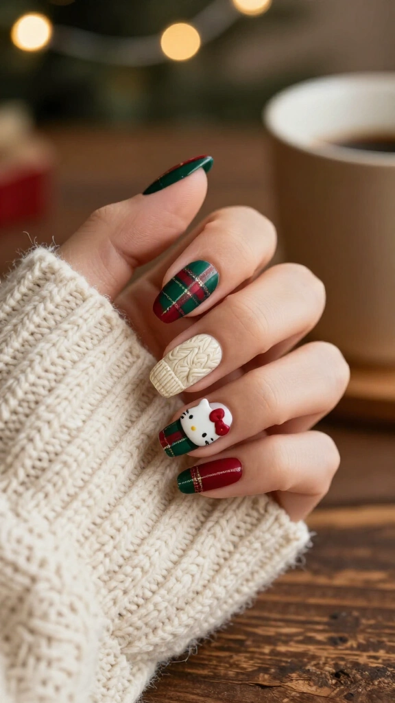 Plaid Accents & Cozy Sweater Kitty