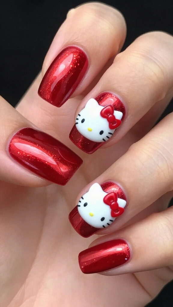 Festive Red Chrome Kitty