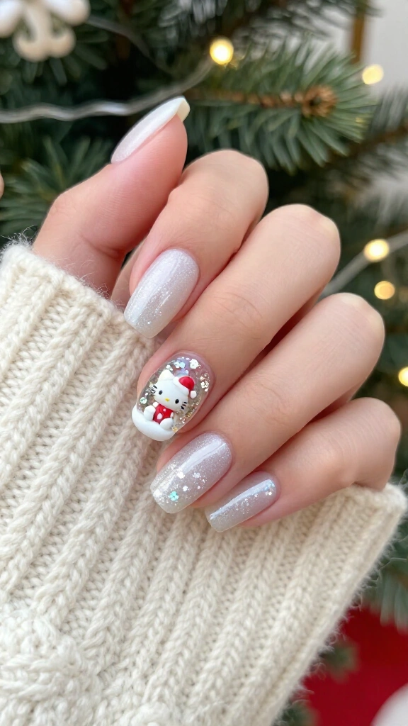 Snow Globe Accent Kitty
